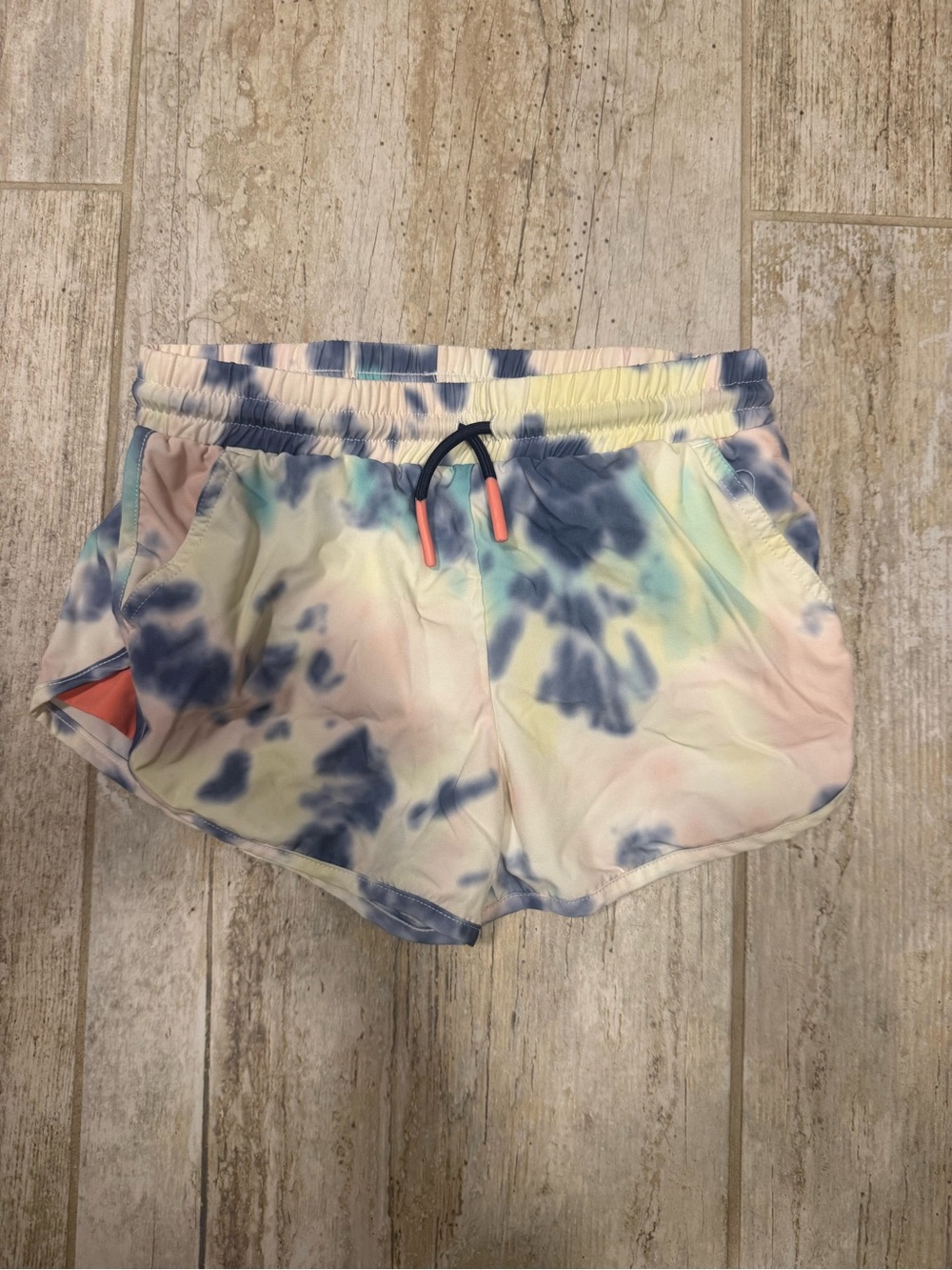 Eddie Bauer Pastel Tie-Dye Athletic Shorts with Coral Drawcord